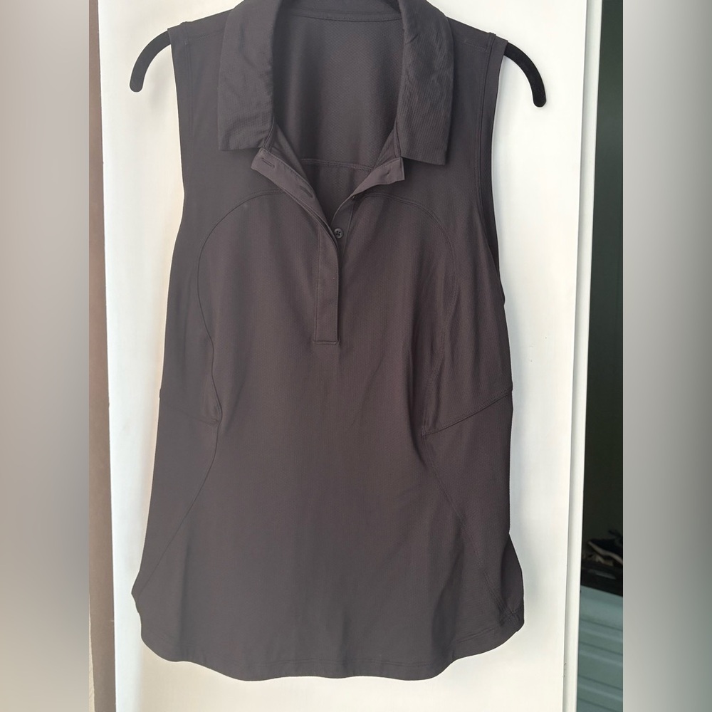 Lululemon Quick-Dry Black Sleeveless Polo Shirt